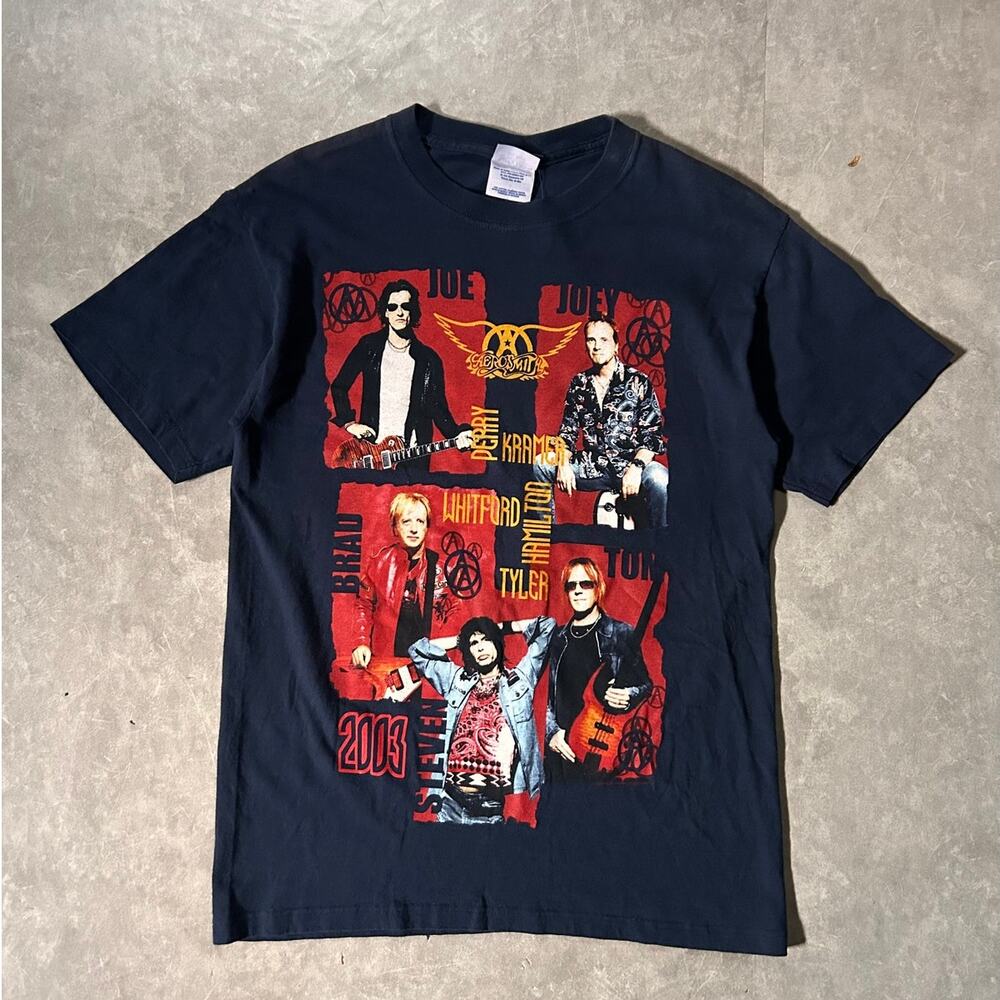 2003 Vintage Aerosmith Big Print Navy T-Shirt -M